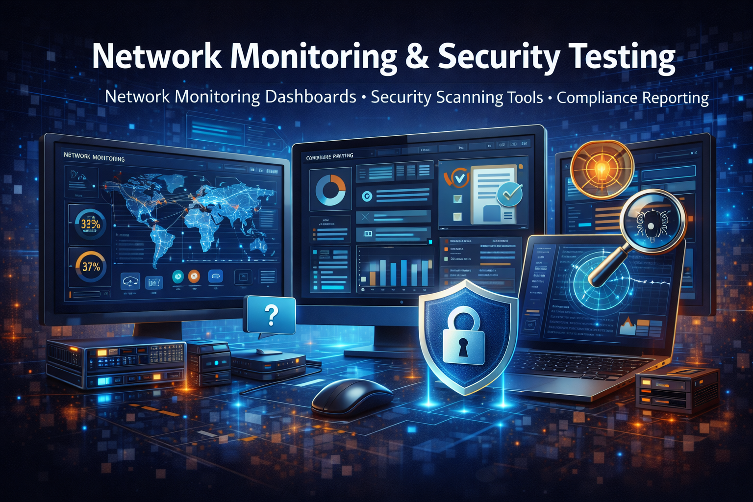 Network monitoring and security testing dashboard
